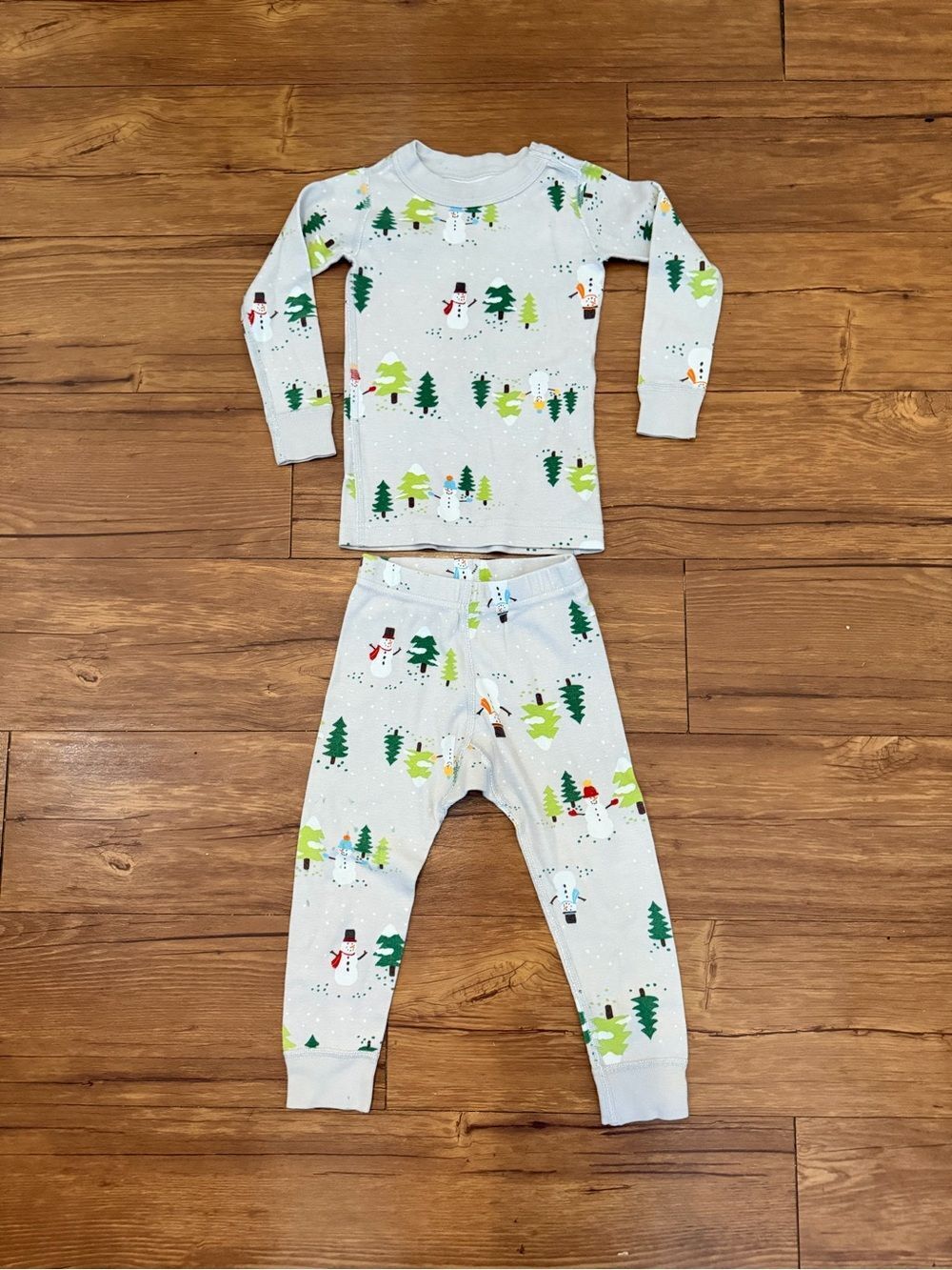 Moon and Back Hanna Andersson Snowman Pajama Set 90cm US 3 Gray Christmas